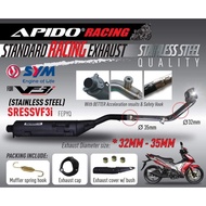 sym vf3i 185 apido exhaust standard racing 32x35mm sym vf3i 185