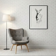 萌鹿初見 藝術微噴 簡約炭筆素描小鹿 療癒純真質感居家美學掛畫