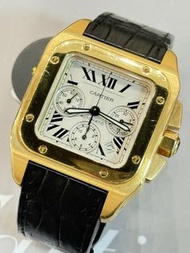 🧺洗衣街店🧺🌈🌈新貨返啦🌈🌈📖連證書📖💪超重份量💪🏔🏔CARTIER Santos 100 XL 2741🏔🏔💛💛原裝銀白羅馬字面 18K黃金款式 自動計時機芯 42X55mm💛💛連原裝18K黃金蝴蝶