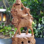 黃楊木雕刻 笑獅羅漢 全手工 1kg 擺件 羅弗多尊者 金剛子 古玩