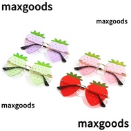 MAXGOODS1 Strawberry Sunglasses, Metal Halloween Costume Rimless Sun Glasses, Hip Hop Street Snap Y2