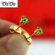 saudi gold 18k pawnable legit gold earrings baby opal delicate ball green zircon jewelry for kid's birthday gift