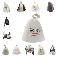 100% Natural Wool Felt Sauna Hat Russian Banya Cap Bath House Hat Head Protection Embroidered Leaves