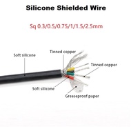 2M Silicone Shielded Wire Sheathed Cable Sq 0.3/0.5/0,75/1/1.5/2.5mm  Soft Signal Wire 2 3 4  6 Core Anti-interference  Power Cables