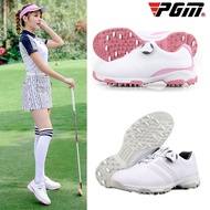 PGM Ladies Breathable Rotating Buckle Golf Sneakers Women Auto Lacing Waterproof Microfiber Anti-slip Golf Shoes