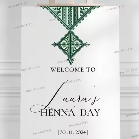 Welcome To Henna Day Personalized Names Vinyl Stickers Customized Arabic Bienvenue Stickers Islamic 