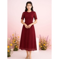 Dress Sarah Gaun Brokat Panjang Wanita Modern Untuk Pesta Kondangan Bridesmaid Elegan Baju Natal Bro