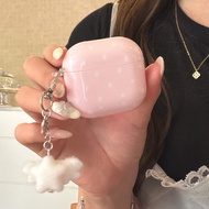 Korean Cute Simple Pink Rabbit Wing Star Pendant Protective Case for Airpods 4 3 2 1 Airpods pro 4 3