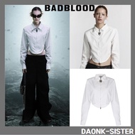 [ BADBLOOD ] Ellipse Zip-up Cropped Shirt - White korea 100% authentic