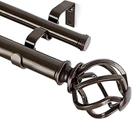 KAMANINA 1 Inch Double Curtain Rods 36 to 72 Inches (3-6 Feet) Window Telescoping Drapery Rod, Antiq