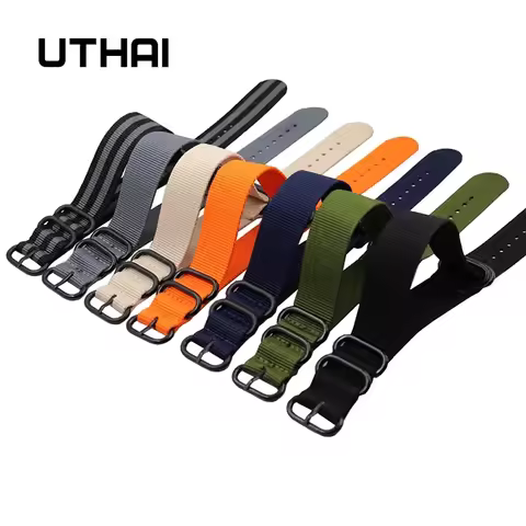 UTHAI P31 Nylon Straps 18mm 20mm 22mm 24mm Nylon Watch Band Nylon Canvas Watch Strap with Five-Ring