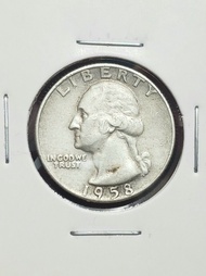 (美國銀幣) 1958D 美國1/4元銀幣  含90%高銀