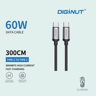 Diginut BC-3010C Type-C to Type-C Fast Data Cable – 60W 3M – Black
