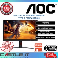 AOC U32G4 32 Inch Fast IPS UHD 160Hz Gaming Monitor Type C PD90W HDR400