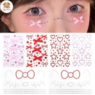 QC 3D Shiny Diamond Bowknot Face Sticker - Self-Adhesive, Waterproof, Temporary - Y2k Rhinestone Rib