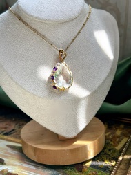 神聖光流 白水晶 烏拉圭紫晶吊墜