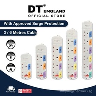 DT England 3M / 6M Extension Cord With Approved Surge Protection , Safety Mark , 2 Pin Friendly