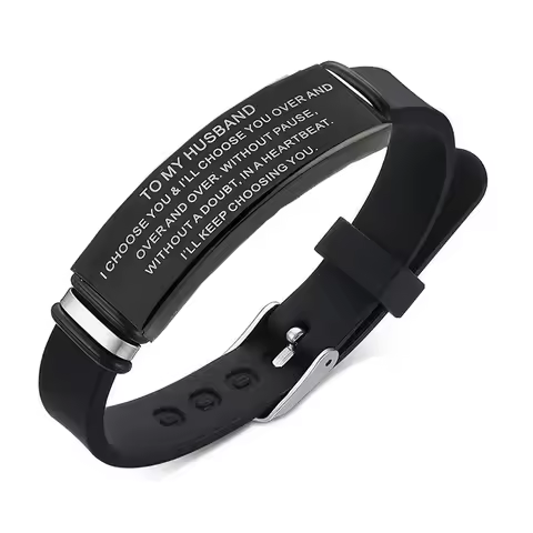 Custom Engraving Silicone Bracelets Gifts for Son Daughter Husband Wife Inspirational Wristband Pers