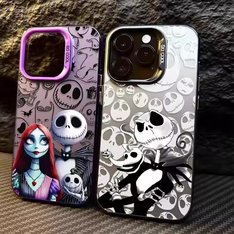 Nightmare Before Christmas Plating Case for Samsung Galaxy S24 S25 Ultra S23 S22 S21 Plus FE A56 A36