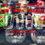 100pcs CUP SAHAJA TANPA PENUTUP U SHAPE 16oz 18oz 22oz 30oz 32oz