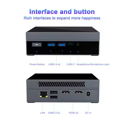 GX59 Intel Celeron N5095 Mini PC 2*DDR4 M.2 2280 SSD Windows 11 Pro 1000M LAN HDD WiFi6 BT5.2 Deskto