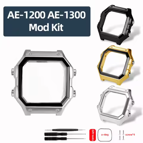 Stainless Steel Case Mod Kit for Casio 3299 AE-1200WH/D/B AE-1300WH WS-1600H Modified Metal Case Sil