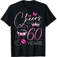 Men's cotton T-shirt Cheers to 60 Years Old, 60th Queen's Birthday, 60th Birthday T-Shirt