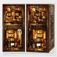 Book Nook Kit Dollhouse Miniature with LED Light 3D Puzzle Wood Wooden Puzzle Bookshelf DIY Handmade
