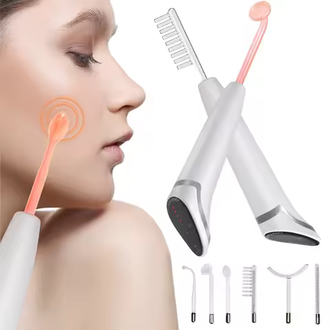 6 IN 1 High Frequency Electrode Wand w/Neon Spot Acne Remover Skin Care Face Hair Salon Beauty Devic