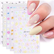JMEOWIO 3D Flower Nail Art Stickers Self-Adhesive 5D Nail Art Deco Nail Art Design Manicure 5 Sheets