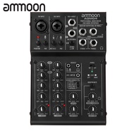 [ammoon]เครื่องเล่นเพลงแบบพกพา เครื่องมิกซ์เพลง 4-Channel MINI mixing Console 2-band EQ ในตัว 48V Phantom Power 5V USB
