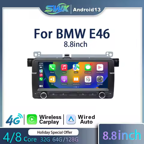 Android 13 wireless Carplay 8.8-inch multimedia video player, GPS，WIFI，FM， Suitable for BMW E46 320i