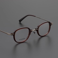 Vintage Small Square Optical Glasses Frame for Women Men Titanium Legs Acetate Frame Unisex Korean F