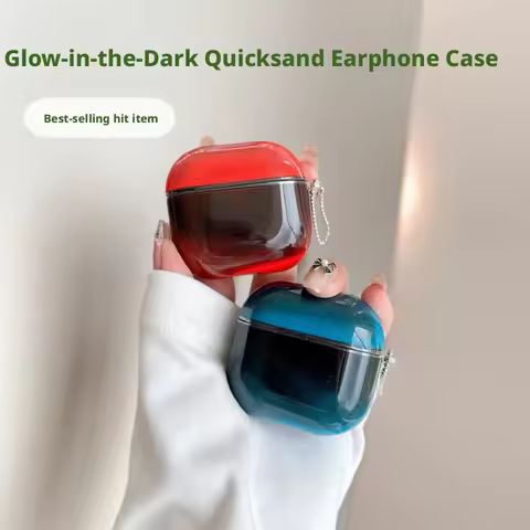 Glitter Quicksand & Glow in the Dark AirPods Case, Shockproof Protective Cover for Apple AirPods 3rd