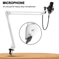 Microphone Stand Adjustable Suspension Boom Arm with Built-in Spring for Voice Recording White