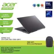 ACER Aspire 14 AI A14-52M-75EK Laptop - 14" WUXGA IPS/Intel U7-258V/32GB DDR5/1TB SSD/Intel ARC/Win1