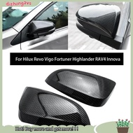 [dizhong2vs]Carbon Fiber Side Rear View Mirror Cover Cap Decor Trim for Toyota Hilux Revo Vigo Fortuner Highlander RAV4 Innova