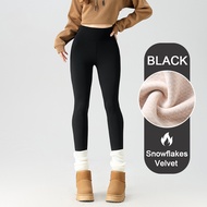 GUZHOU2 Autumn Winter Snowflake Velvet Warm Sharkskin Leggings Women Thick Tight Fitting Grid Fleece
