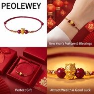 PEOLEWEY Lucky Horse Bracelet, Gold Color Horse Adjustable Beaded Bracelet,  999 Sliver Good Luck Ch