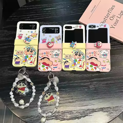 Funny cartoon shin chan phone case for Samsung Galaxy Z Flip 7 Flip 6 Flip 5 7 4 3 5G Korean INS lux
