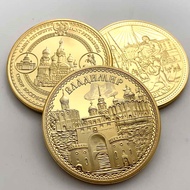 3 Russian building castle gilded commemorative coins, collectible coins, crafts, gold coins, tooth f