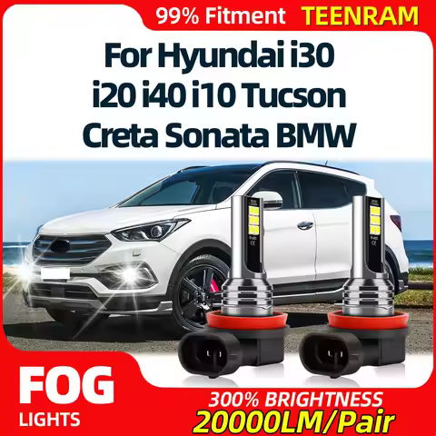 20000LM Canbus No Error LED Fog Lights 12V H11 H8 H9 Car Fog Lamps 6000K For Hyundai i30 i20 i40 i10