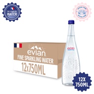 evian Sparkling Natural Mineral Water Glass (12 x 750ml Carton)