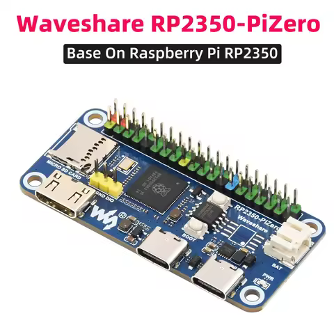 Waveshare RP2350-PiZero Raspberry Pi Pico 2 RP2350B Microcontroller 520KB SRAM 16MB Flash TF Slot PI