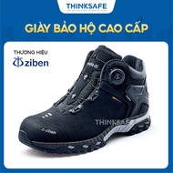 Korean safety shoes Ziben 207 Black turtleneck, waterproof, convenient twist lock Ziben shoes genuin