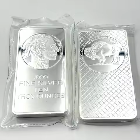 10 OZ Indian Buffalo Silver Plated Coin Non Magnetic Collectible Decoration Commemorative Bar