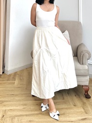 SJM ROK MAXI SKIRT WANITA IMPORT BANGKOK BKK FLOWER TIMBUL PINGGANG FULL KARET