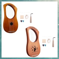 W6(OAKF) 7 String Lyre Harp Wood String Instrument with Carry Bag Extra String Set and Accessaries S