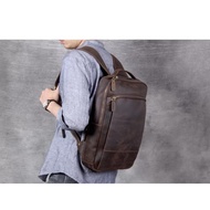Genuine leather men's backpack - crazy horse genuine leather vintage bag