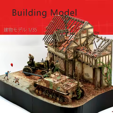 1/35 Model Scenario Suite DIY Handmade Materials Scenario Architecture War Damaged Buildings And Hou